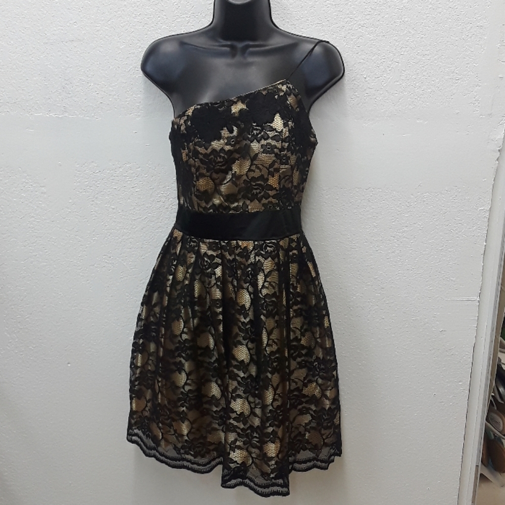 Juliet Fashion Milex Gold & Black Lace Dress Size S